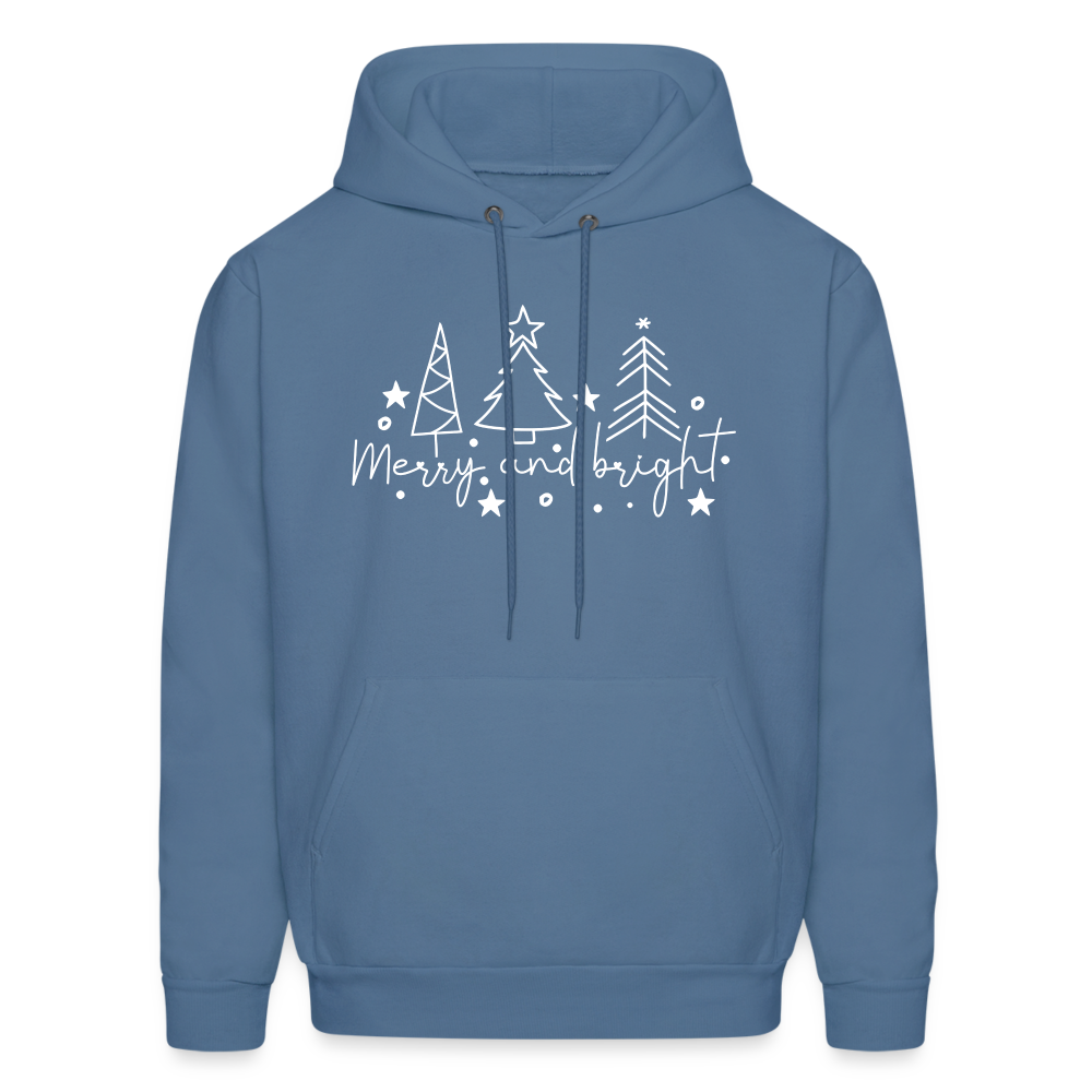 Merry and Bright (Christmas) Hoodie - denim blue