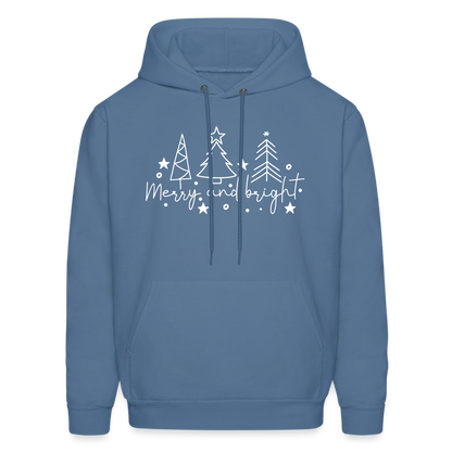 Merry and Bright (Christmas) Hoodie - denim blue