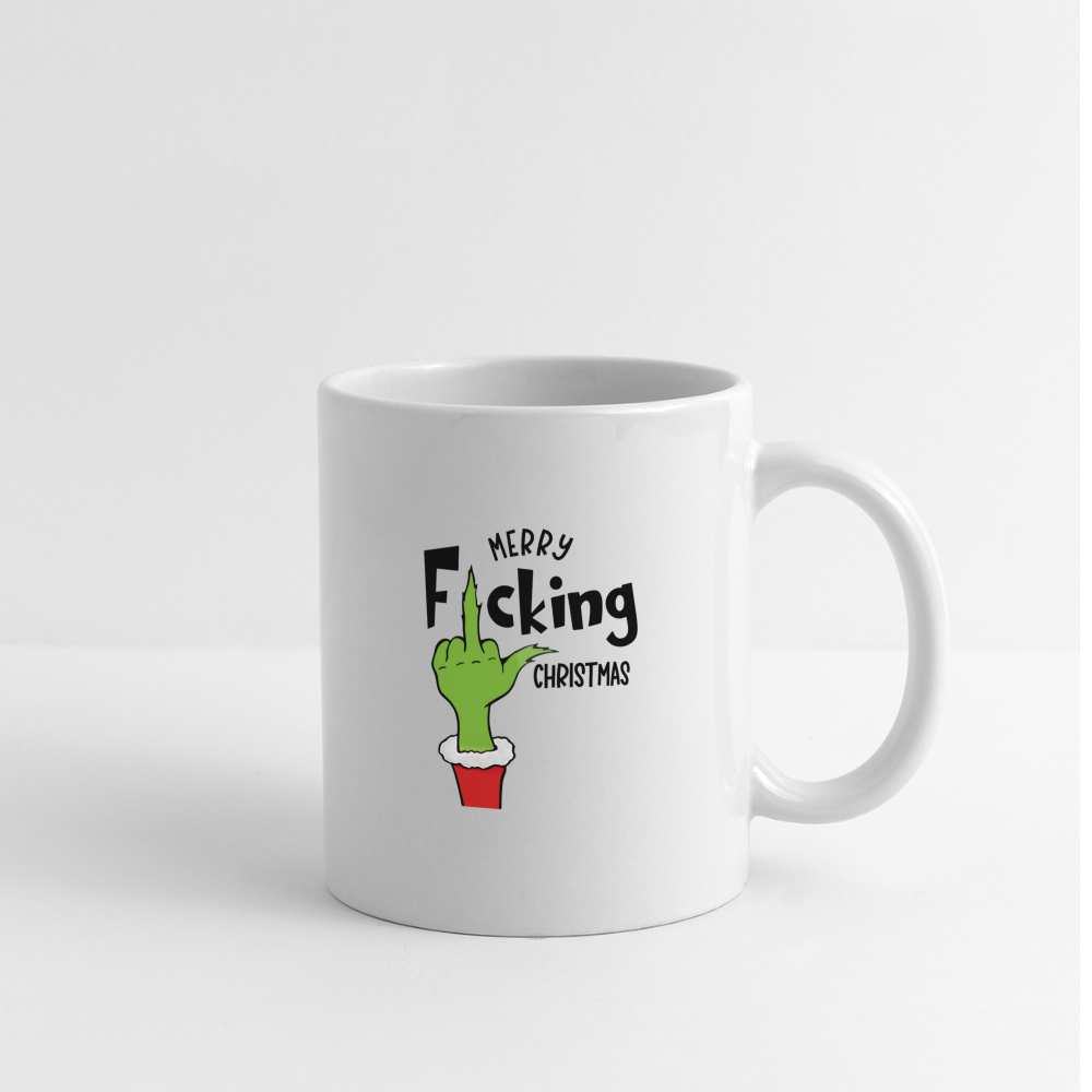 Merry F*cking Christmas Grumpy Middle Finger Coffee Mug - white