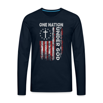 One Nation Under God Men's Premium Long Sleeve T-Shirt - deep navy