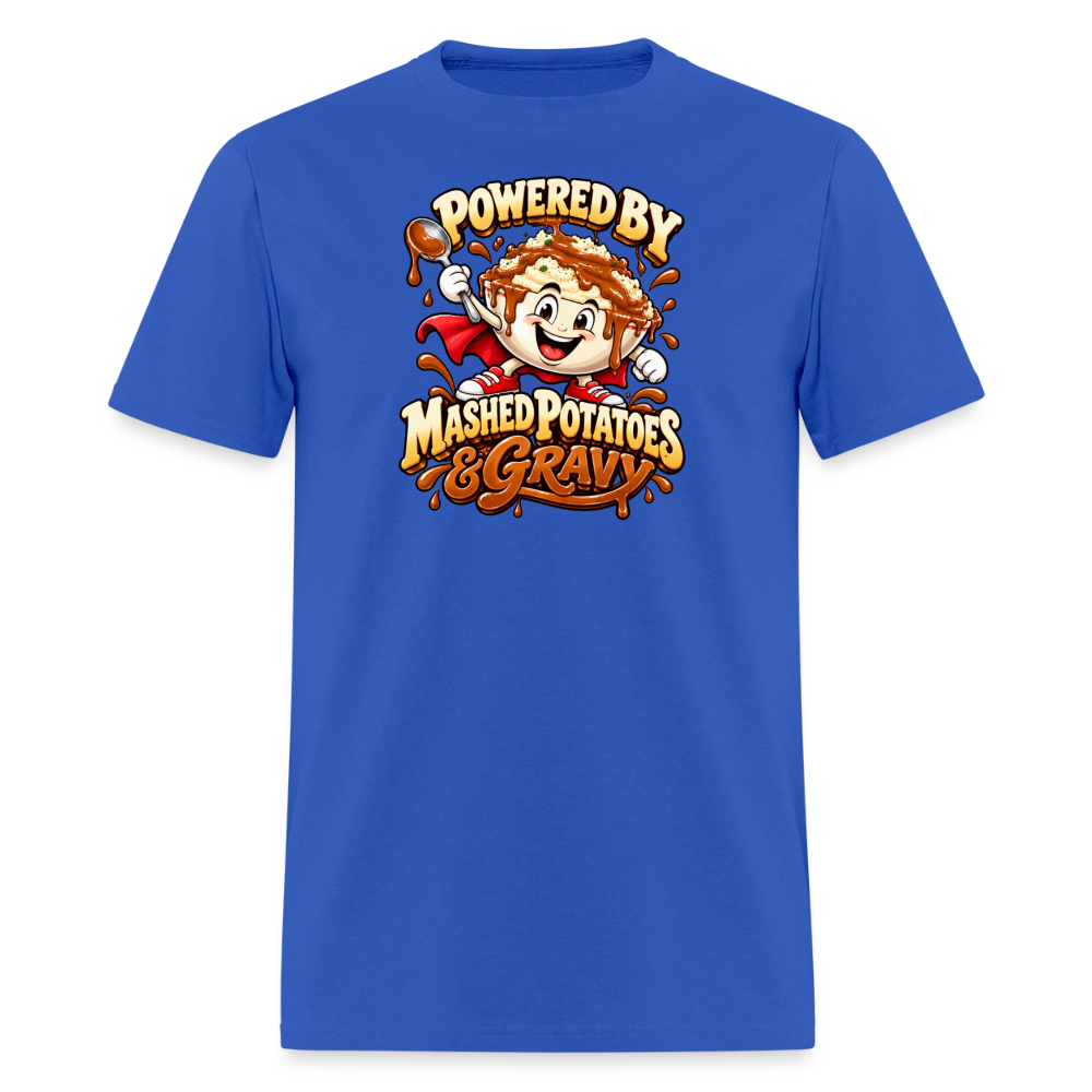 Powered by Mashed Potatoes & Gravy – Superhero T-Shirt - royal blue