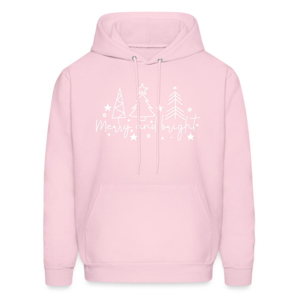 Merry and Bright (Christmas) Hoodie - pale pink