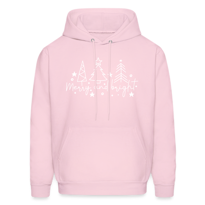 Merry and Bright (Christmas) Hoodie - pale pink