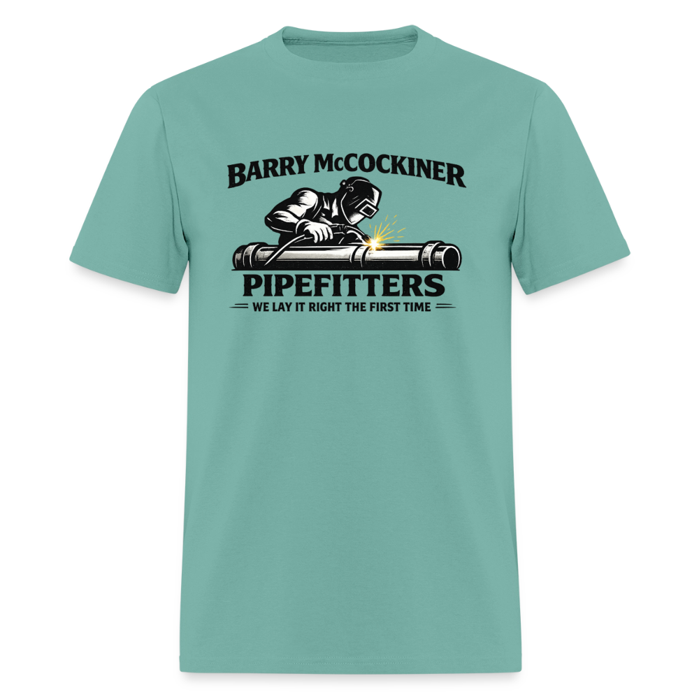 Barry McCockiner Pipefitters Funny Adult T-Shirt Color: Aquatic