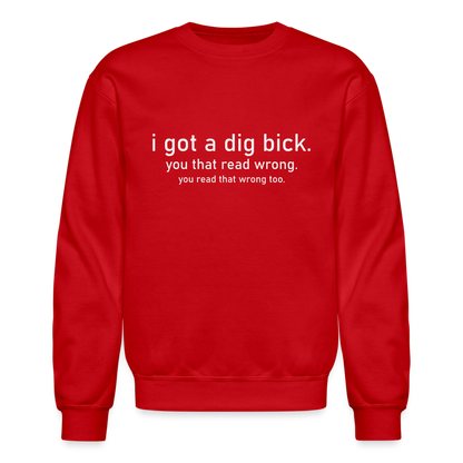 I Got a Dig Bick (You That Read Wrong) Sweatshirt - red