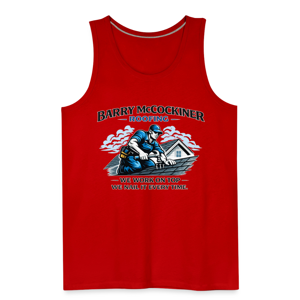 Barry McCockiner Roofing Funny Tank Top - red