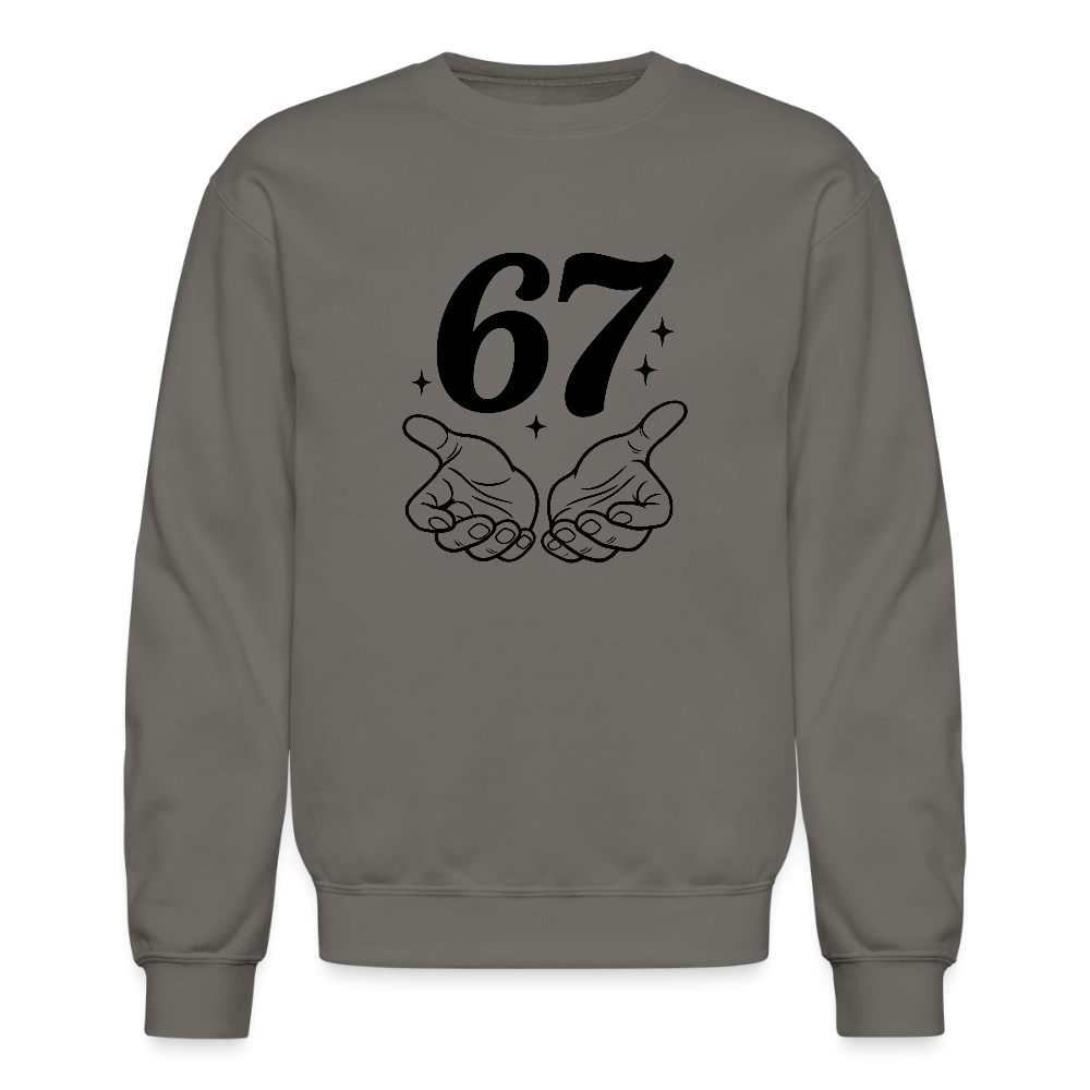 Six Seven 67 Hand Gesture Sweatshirt Color: asphalt gray