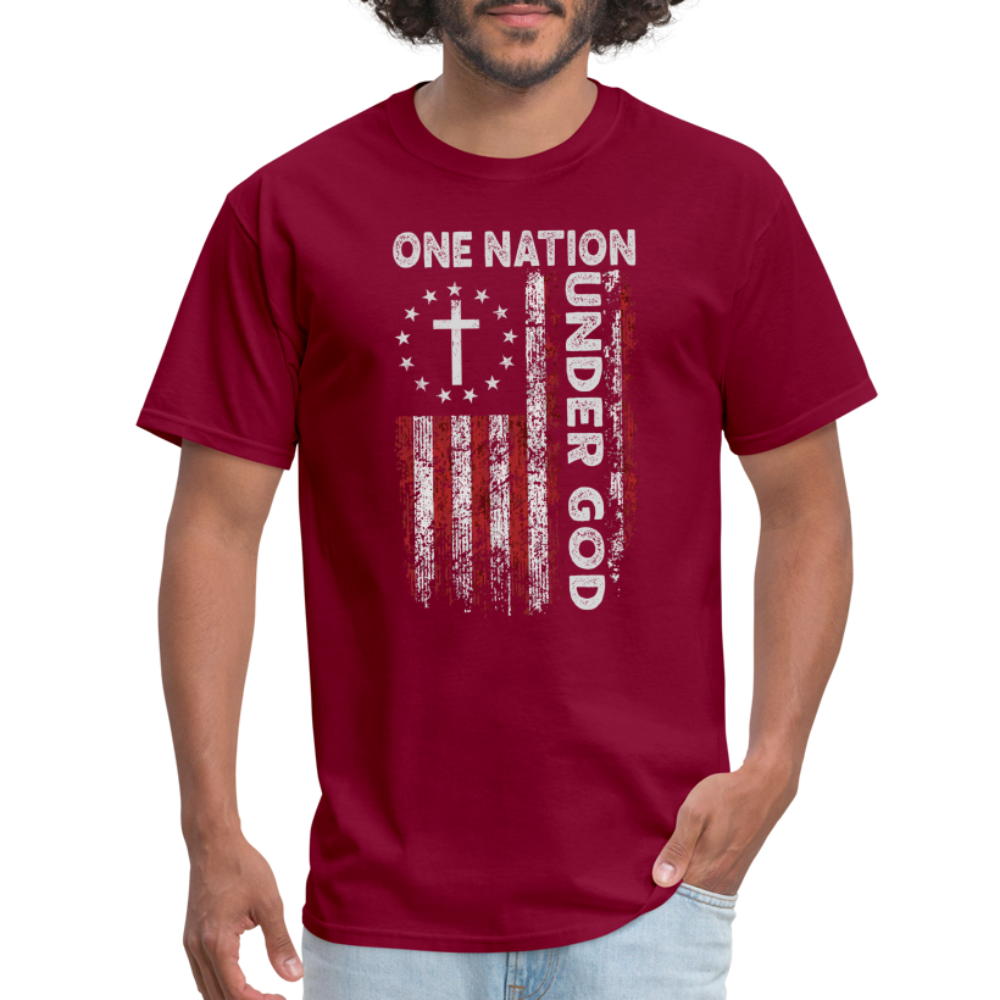 One Nation Under God T-Shirt - burgundy