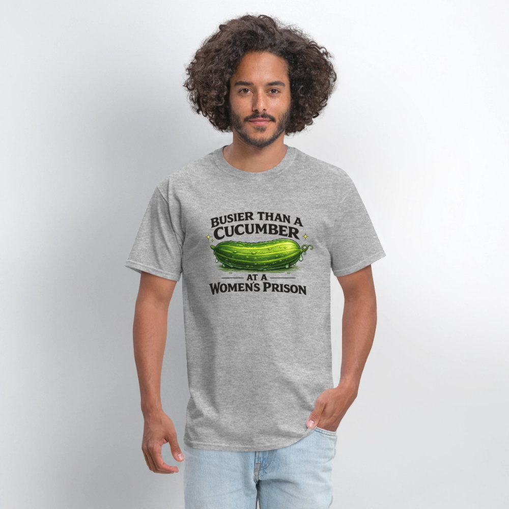 Busier Than a Cucumber Funny Adult Humor T-Shirt Color: White