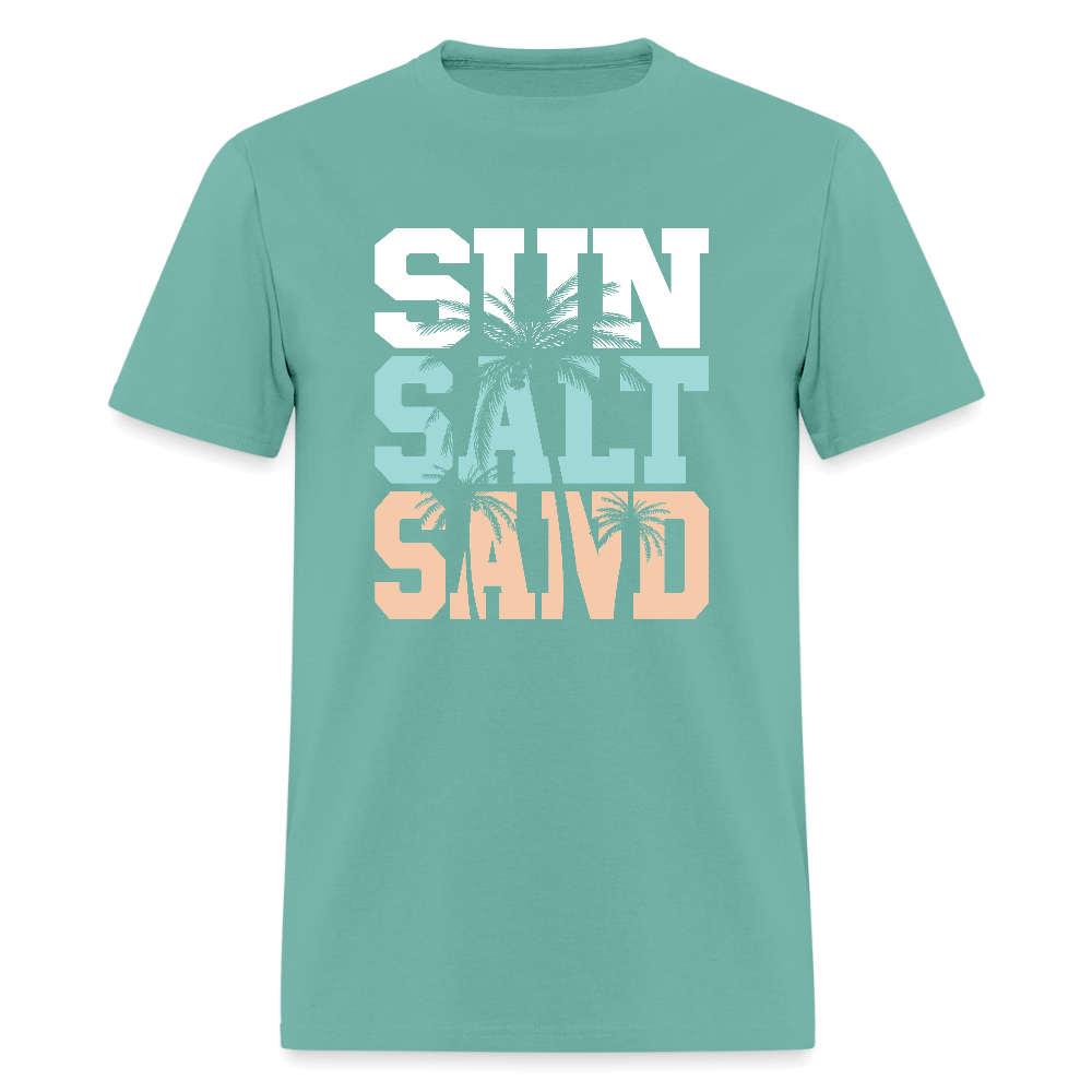 Sun Salt Sand Beach T-Shirt with Palm Tree Design - aquatic