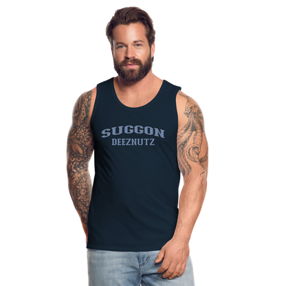 Suggon Deeznutz Tank Top (in Blue Ball Colors - Funny Sexual Humor) - deep navy