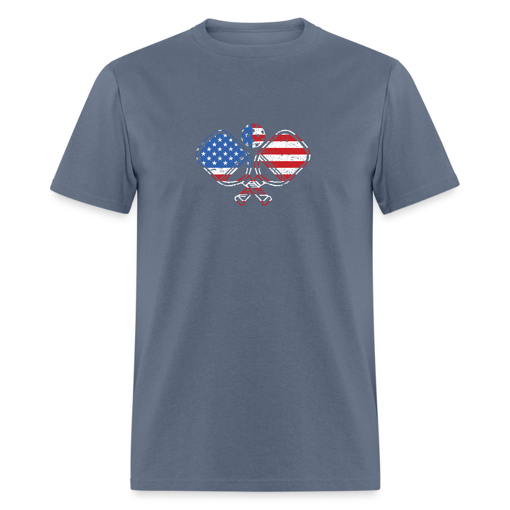 American Flag Pickleball Paddle T-Shirt - denim