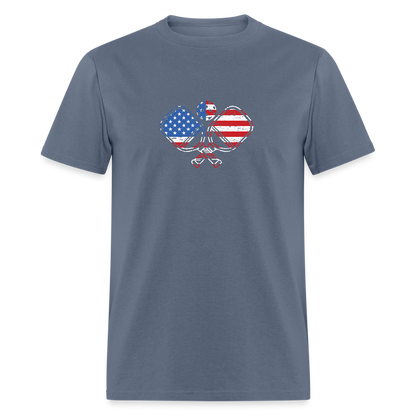 American Flag Pickleball Paddle T-Shirt - denim