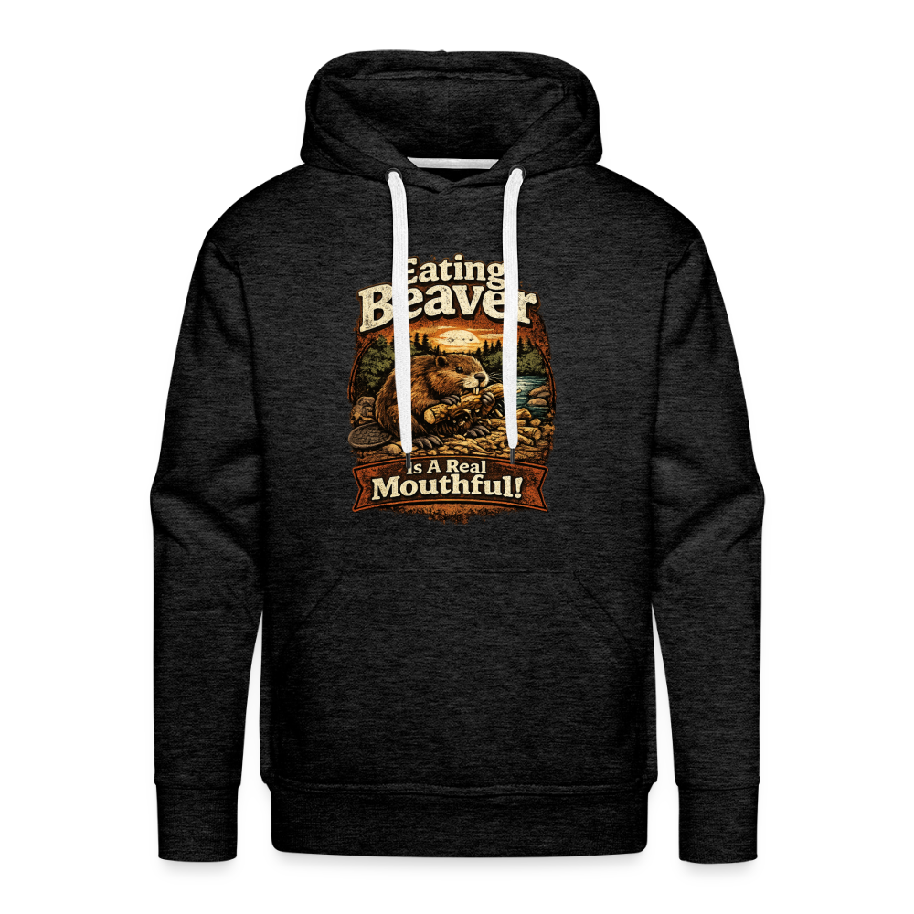 Eating Beaver is a Real Mouthful Funny Adult Hoodie - charcoal grey