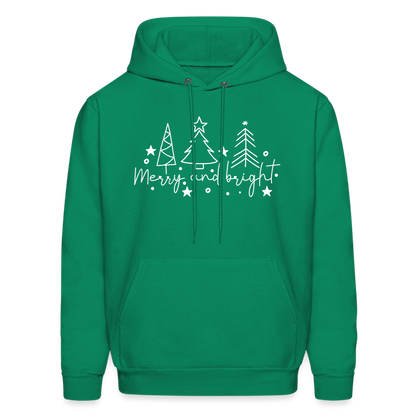 Merry and Bright (Christmas) Hoodie - kelly green