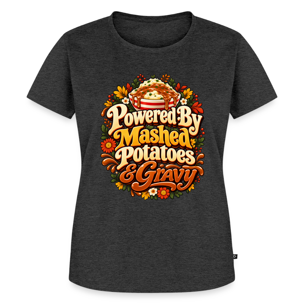 Powered by Mashed Potatoes & Gravy – Fall Floral Women’s Premium T-Shirt - heather anthracite