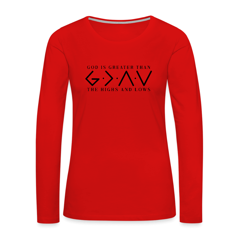 God Is Greater Than Highs & Lows Women’s Long Sleeve - red