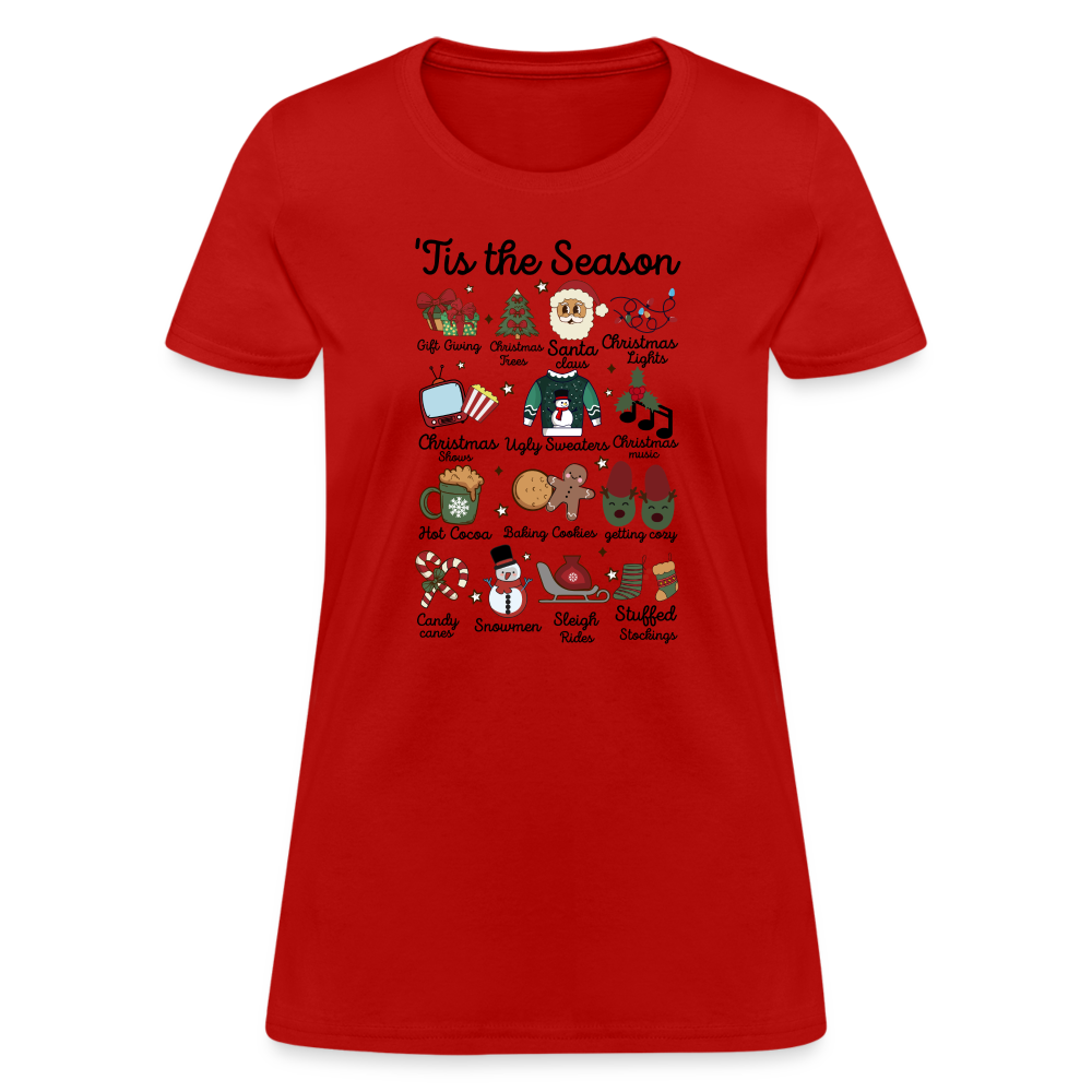 Tis The Season (Christmas) Women's Contoured T-Shirt - red