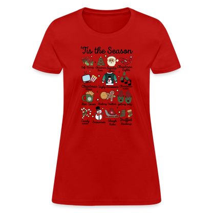 Tis The Season (Christmas) Women's Contoured T-Shirt - red