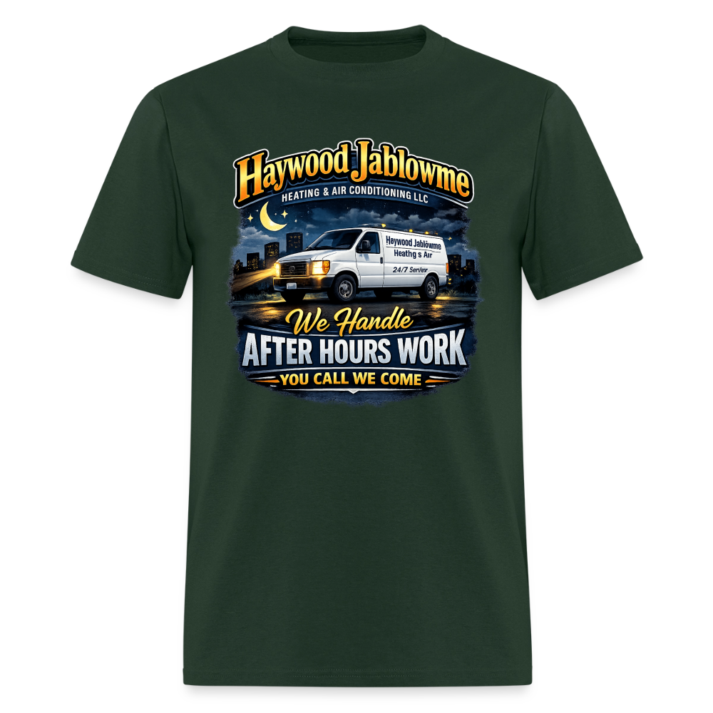 Haywood Jablowme Funny HVAC T-Shirt Color: Forest Green