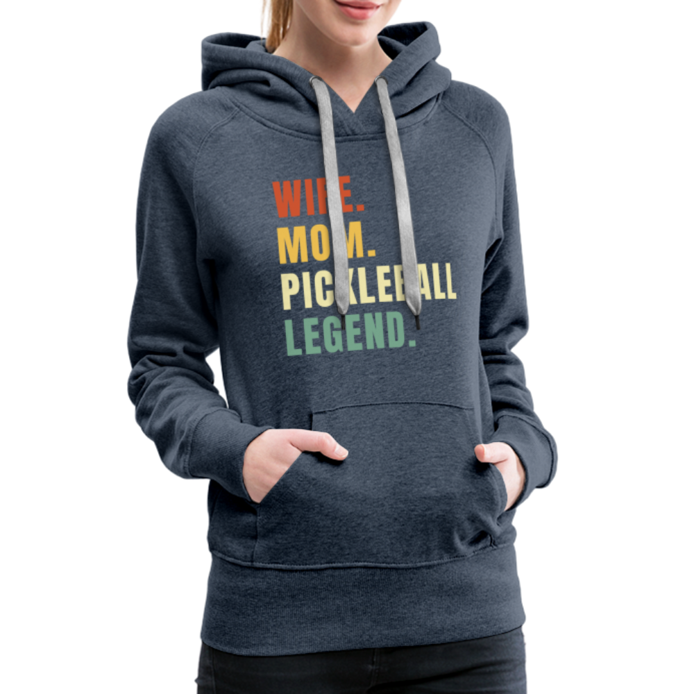 Wife Mom Pickleball Legend Women’s Premium Hoodie - heather denim