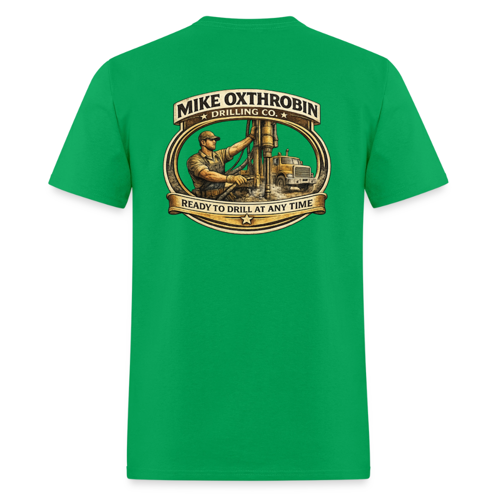 Mike Oxthrobin Drilling Co Double-Sided Funny Adult Humor Tee Color: charcoal
