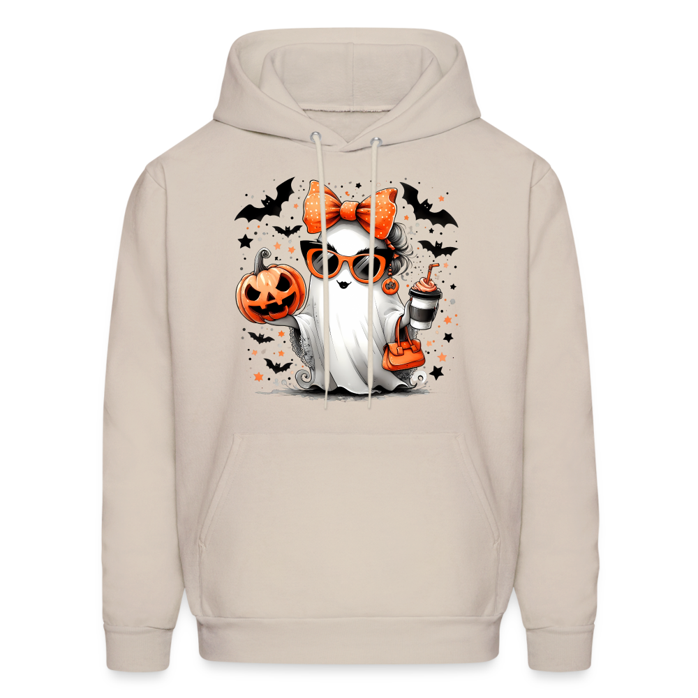 Cute Halloween Ghost with Pumpkins and Bats Hoodie (Halloween Mom) - Sand