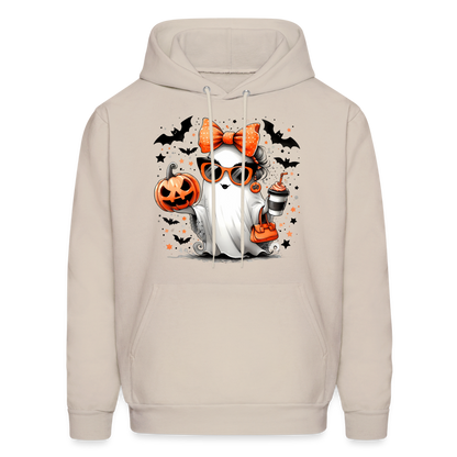 Cute Halloween Ghost with Pumpkins and Bats Hoodie (Halloween Mom) - Sand