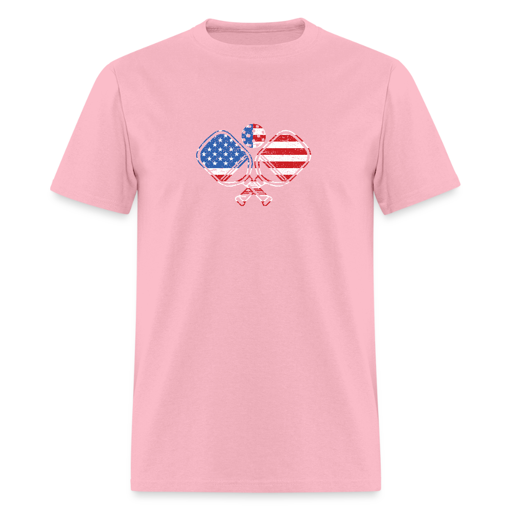 American Flag Pickleball Paddle T-Shirt - pink