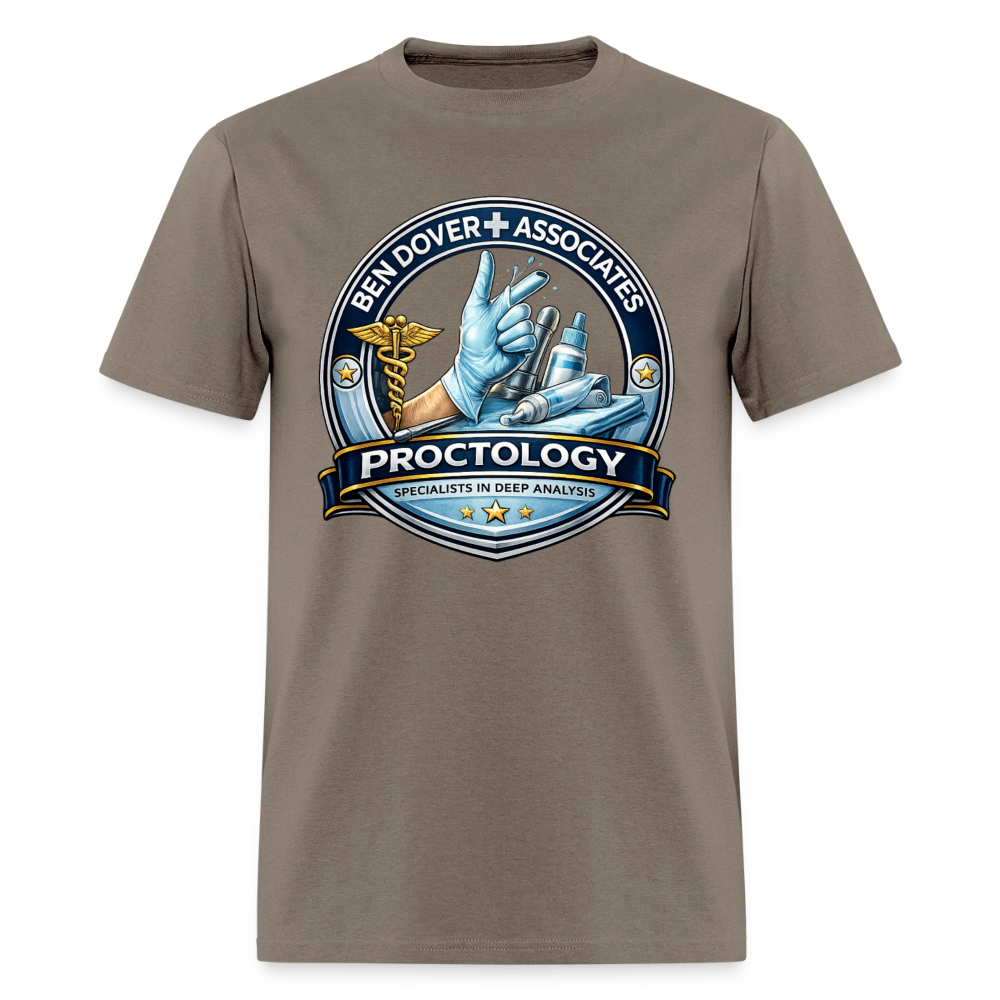 Ben Dover Proctology Funny Graphic T-Shirt Color: Safari