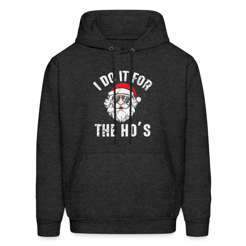 I Do It for the Ho's (Christmas) Funny Santa Hoodie - charcoal grey