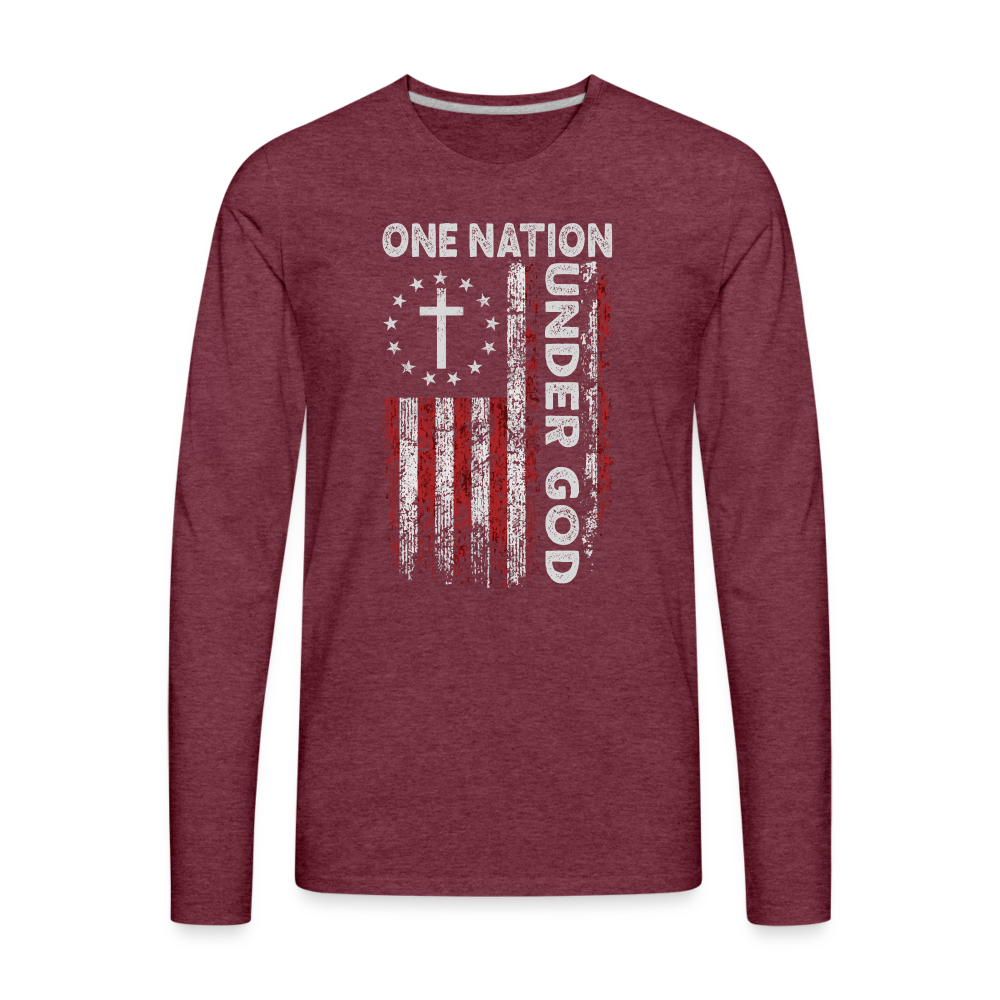 One Nation Under God Men's Premium Long Sleeve T-Shirt - heather burgundy