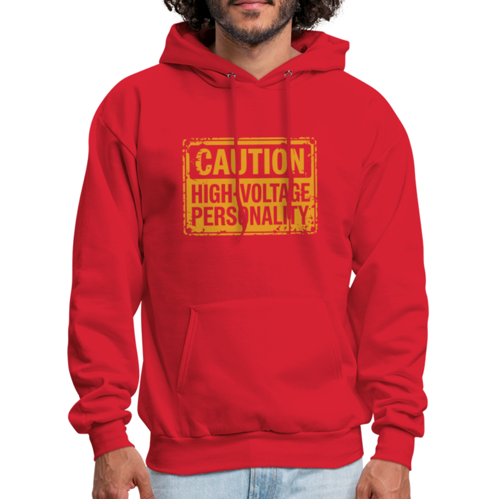 Caution High Voltage Personality Hoodie - red