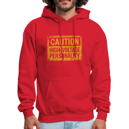 Caution High Voltage Personality Hoodie - red