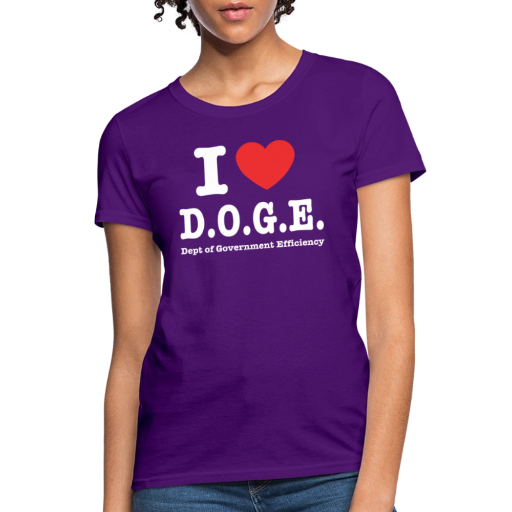 I Love DOGE (Dept of Government Efficiency) Women's Contoured T-Shirt - purple