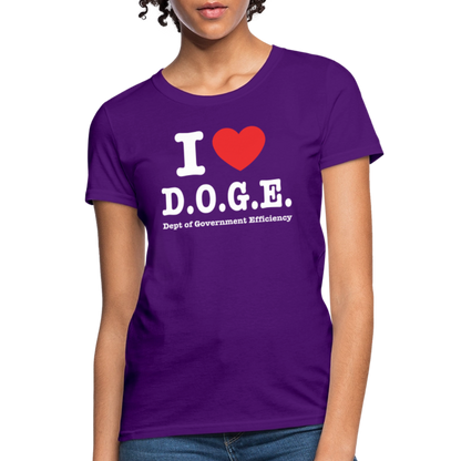 I Love DOGE (Dept of Government Efficiency) Women's Contoured T-Shirt - purple