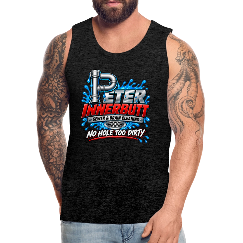 Peter Innerbutt Funny Men's Tank Top – No Hole Too Dirty Adult Humor Shirt Color: heather anthracite