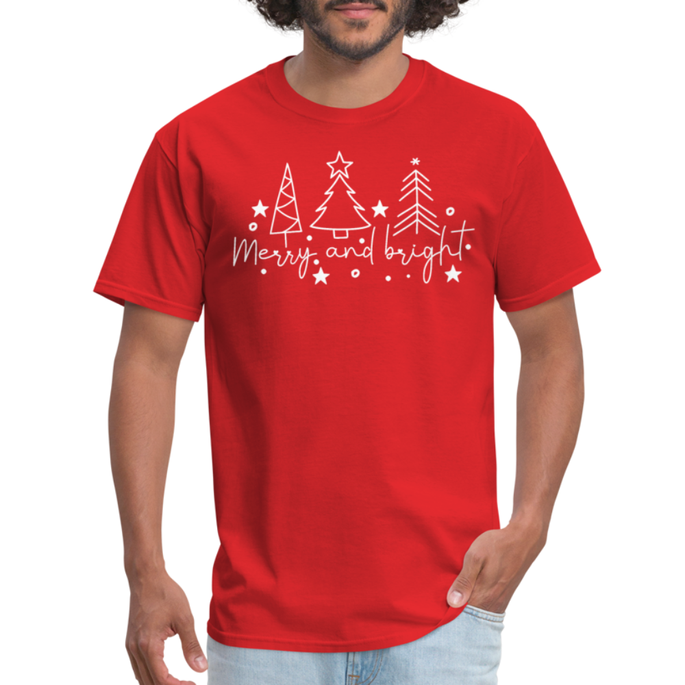 Merry and Bright (Christmas) T-Shirt - red