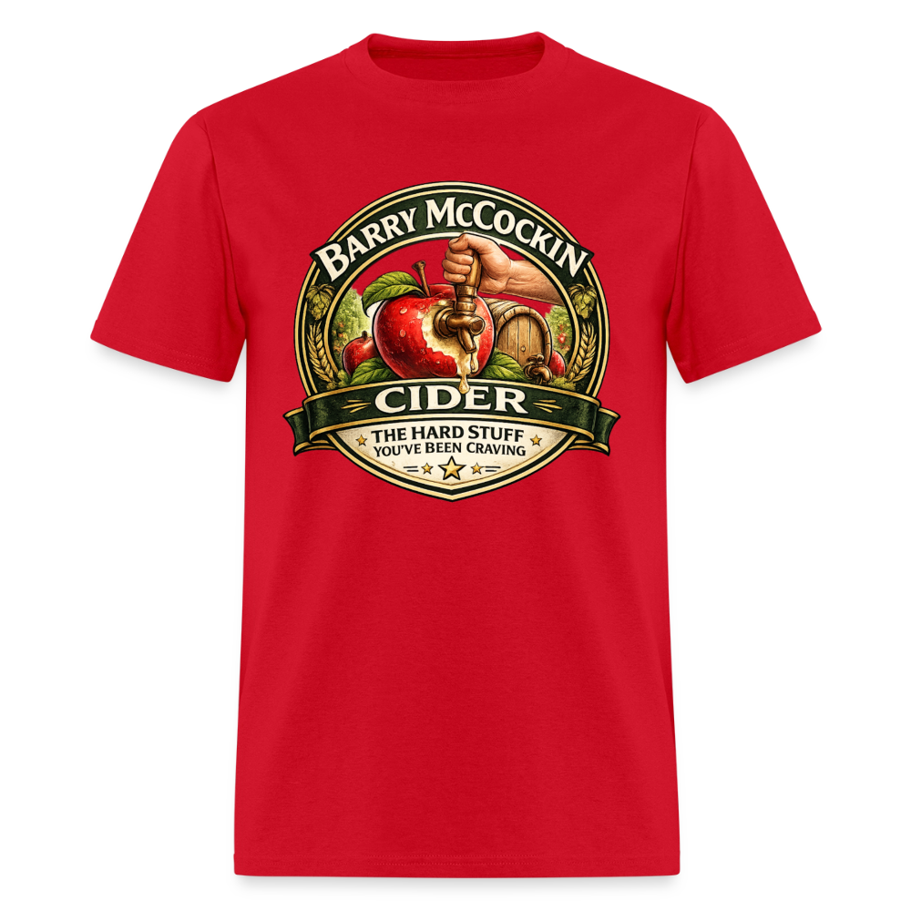 Barry McCockin Cider Funny Graphic T-Shirt Color: Red
