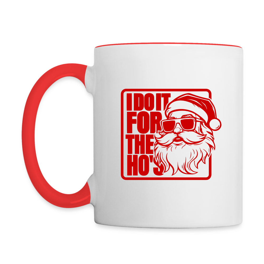 I Do It for the Ho's Funny Christmas Coffee Mug (in Red) - white/red