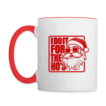 I Do It for the Ho's Funny Christmas Coffee Mug (in Red) - white/red