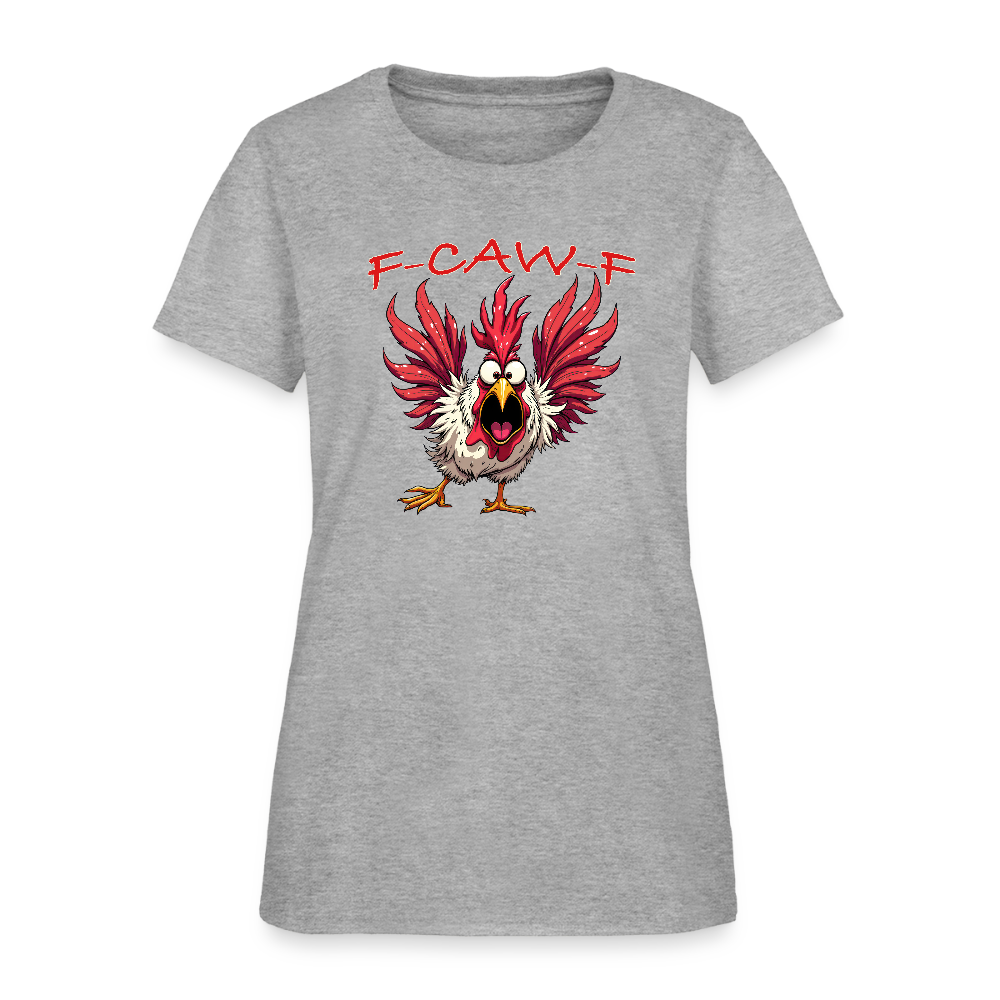F-CAW-F Women’s T-Shirt – Funny Rooster Tee Color: heather gray