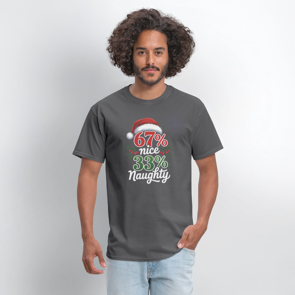 Six Seven 67% Nice 33% Naughty (Christmas) T-Shirt - charcoal