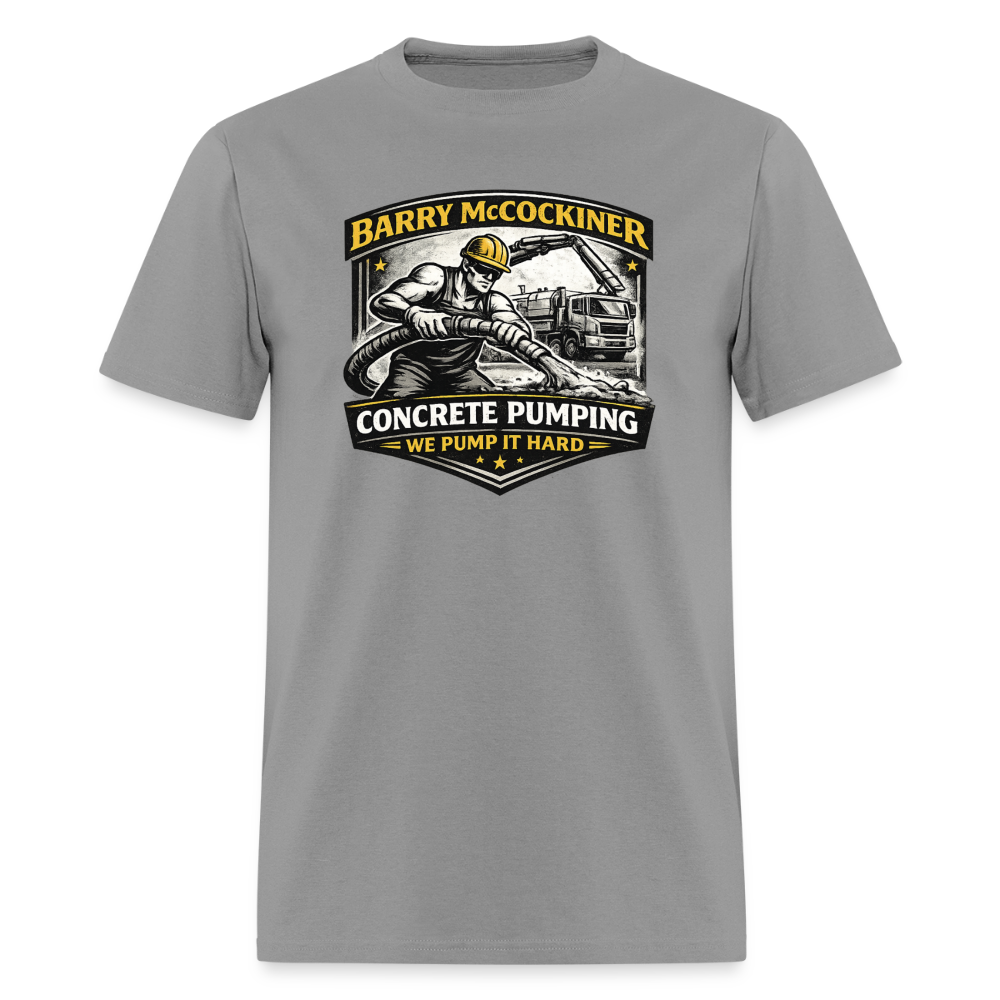 Barry McCockiner Concrete Pumping Funny Tee Color: Rock