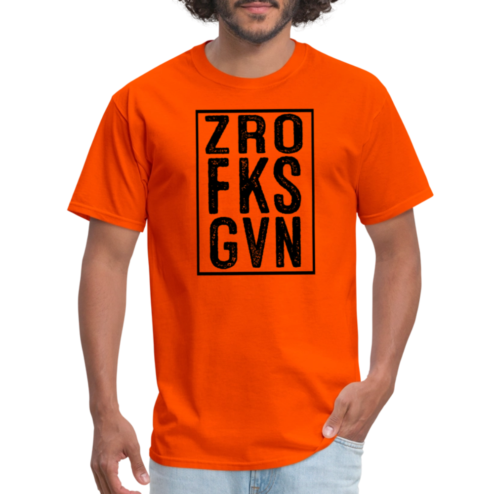 Zero Fucks Given (ZRO FKS GVN) T-Shirt - orange