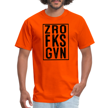 Zero Fucks Given (ZRO FKS GVN) T-Shirt - orange