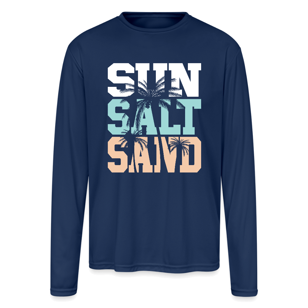 Sun Salt Sand Long Sleeve Beach Shirt with Palm Trees Color: navy