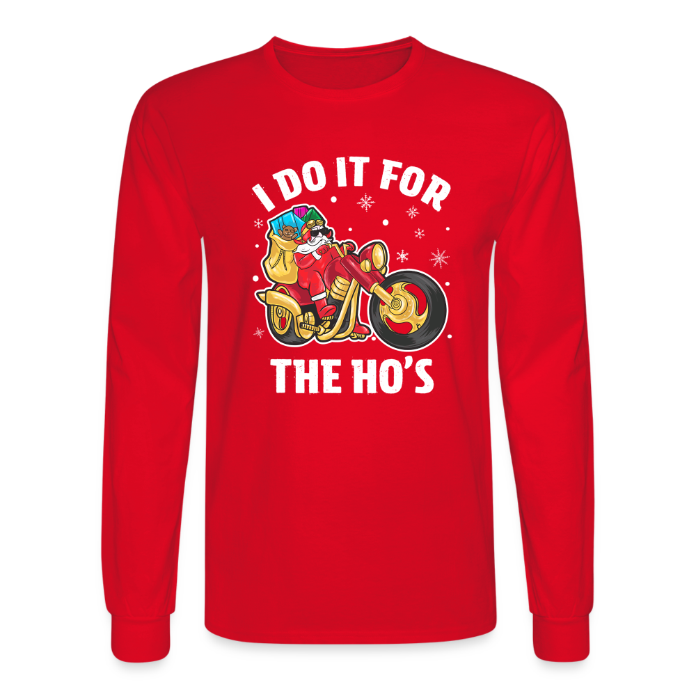 Christmas Biker Santa Riding Motorcycle Men's Long Sleeve T-Shirt - red