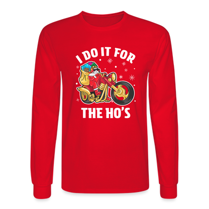 Christmas Biker Santa Riding Motorcycle Men's Long Sleeve T-Shirt - red