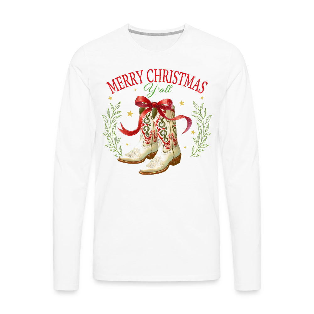 Merry Christmas Y'all Men's Premium Long Sleeve T-Shirt - white